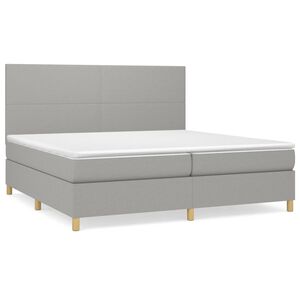 vidaXL Cama com molas/colch&atilde;o 200x200 cm tecido cinza-claro