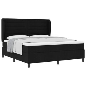 vidaXL Cama Box com colch&atilde;o com cabeceira Preto 180 x 200 cm tecido