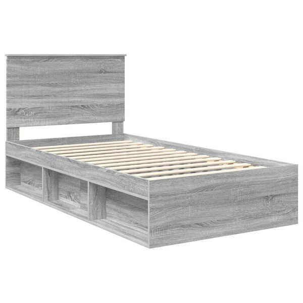 vidaXL Estrutura da Cama com cabeceira Cinza Sonoma 100 x 200 cm
