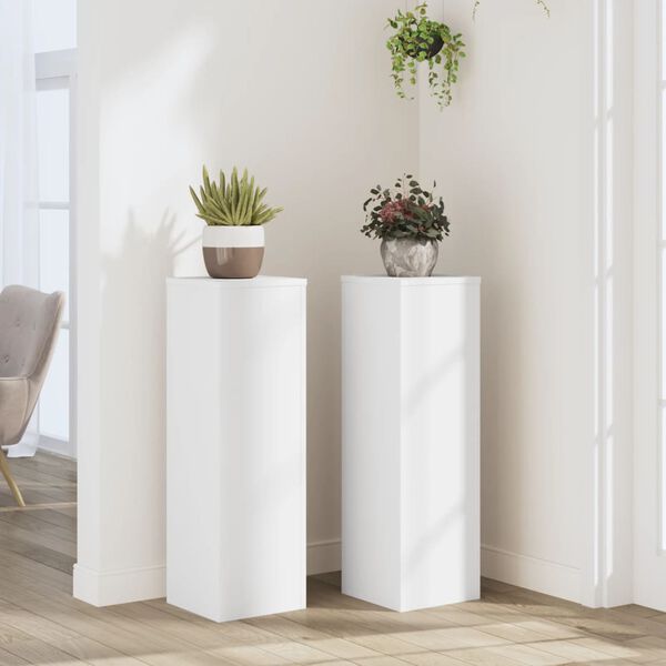 vidaXL Suportes p/ plantas 2 pcs 25x25x80 cm derivados madeira branco
