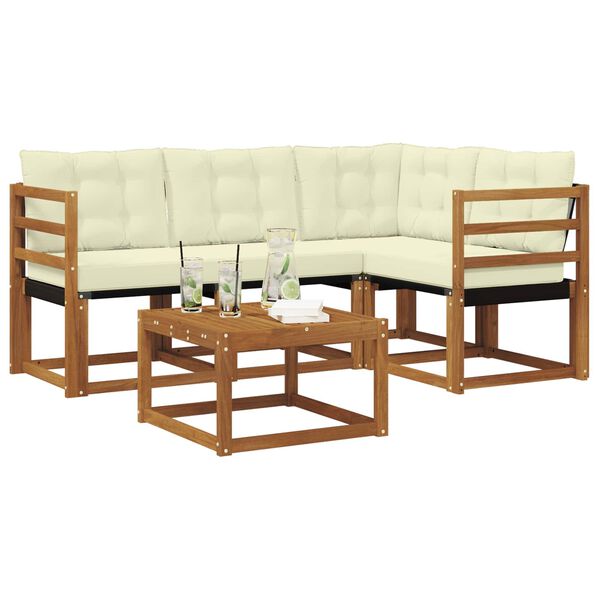 vidaXL Conjunto de Sof&aacute;s para Exterior 5 pcs Natural e Creme