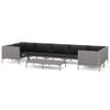 vidaXL 8 pcs conj. lounge jardim c/ almofad&otilde;es vime PE cinzento-escuro