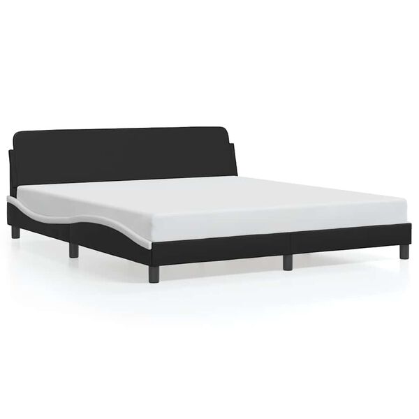 vidaXL Estrutura de cama Dover couro artificial preto e branco