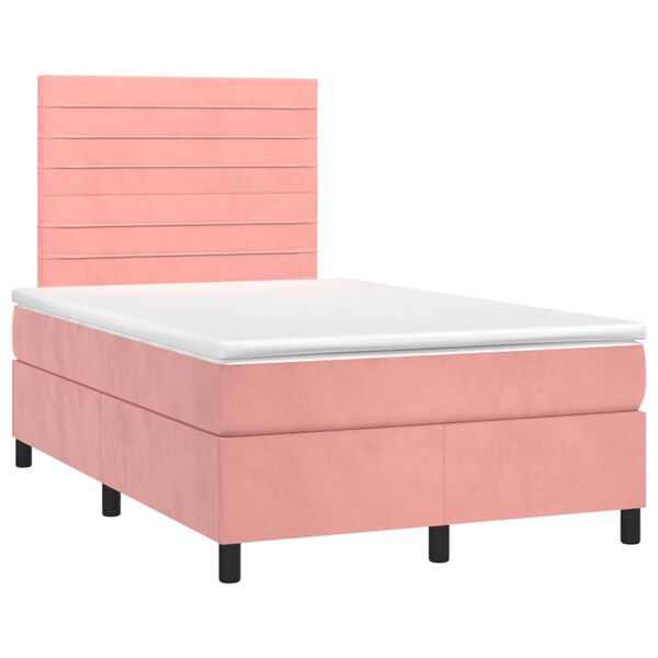 vidaXL Cama boxspring com colch&atilde;o 120x190 cm veludo rosa