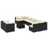 vidaXL 10 pcs conjunto sof&aacute;s de jardim c/ almofad&otilde;es vime PE preto
