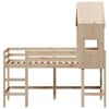 vidaXL Cama alta c/ escada e telhado 90x190 cm pinho maci&ccedil;o