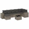 vidaXL 8 pcs conjunto sofás de jardim c/ almofadões vime PE cinzento