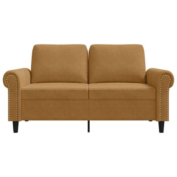 vidaXL Sof&aacute; de 2 lugares veludo 120 cm castanho
