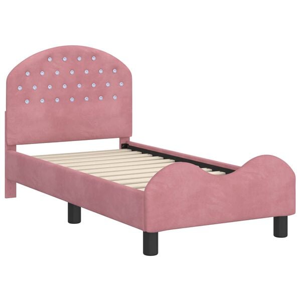 vidaXL Estrutura de Cama para Crian&ccedil;a com Cabeceira Rosa 70 x 140 cm