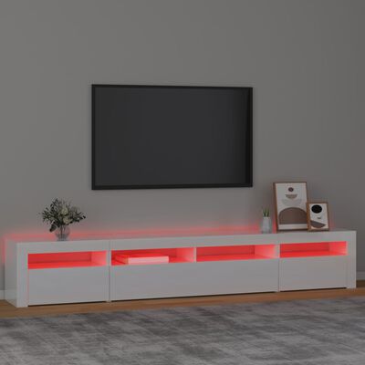 vidaXL Móvel de TV com luzes LED 240x35x40 cm branco brilhante