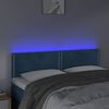 vidaXL Cabeceira de cama c/ luzes LED veludo 144x5x78/88cm azul-escuro