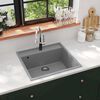 vidaXL Lava-lou&ccedil;a cozinha c/ orif&iacute;cio extravasamento granito cinzento