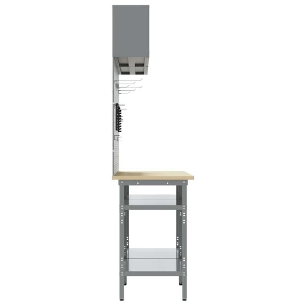 vidaXL Conjunto de bancada de trabalho Ajust&aacute;vel 8 pcs Cinzeto A&ccedil;o