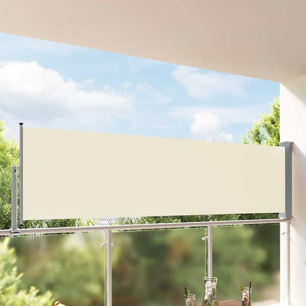 vidaXL Toldo lateral retr&aacute;til para p&aacute;tio 100x300 cm creme