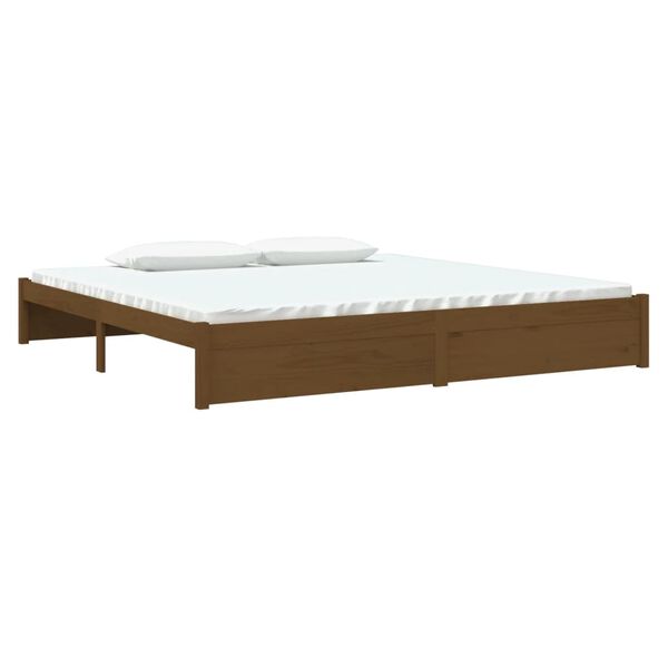 vidaXL Estrutura de cama 200x200 cm madeira maci&ccedil;a castanho mel