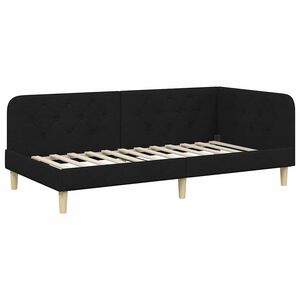 vidaXL Estrutura de Cama de Canto Preto 90 x 200 cm tecido