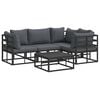vidaXL Conjunto de Sof&aacute; de Jardim com almofada 5 pcs Preto Alum&iacute;nio