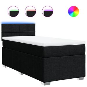 vidaXL Cama com molas/colch&atilde;o 80x200 cm tecido preto