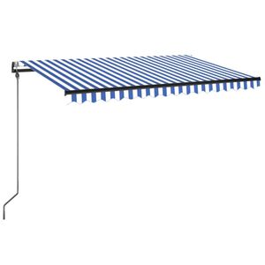 vidaXL Toldo autom&aacute;tico LED e sensor de vento 300x250 cm azul e branco