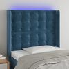 vidaXL Cabeceira cama c/ luzes LED veludo 103x16x118/128cm azul-escuro