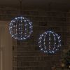 vidaXL Bola com 192 LEDs 2 pcs Branco frio 31,5 x 31,5 x 32 cm Metal