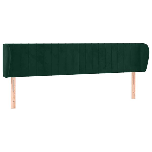 vidaXL Cabeceira de cama c/ abas veludo 203x23x78/88cm verde-escuro