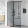 vidaXL Parede de Chuveiro Walk-in Preto 115 x 195 cm vidro temperado