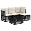 vidaXL Conjunto de Sof&aacute; de Jardim 5 unid. Preto vime PE
