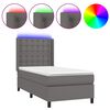 vidaXL Cama box spring c/ colchão/LED 90x190 cm couro artificial cinza