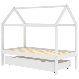 vidaXL Cama para crian&ccedil;as c/ gaveta 80x160 cm pinho maci&ccedil;o branco