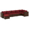 vidaXL 7 pcs conjunto lounge de jardim c/ almofad&otilde;es vime PE castanho