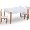 vidaXL Mesa c/ quadro/arruma&ccedil;&atilde;o desenho e cadeiras 3 pcs preto/branco
