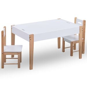 vidaXL Mesa c/ quadro/arruma&ccedil;&atilde;o desenho e cadeiras 3 pcs preto/branco