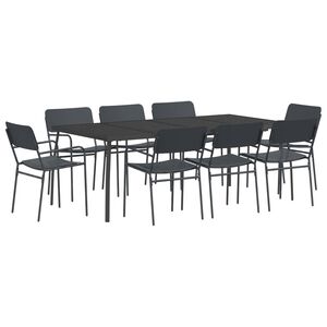 vidaXL Conjunto de sala de jantar 9 unid. Antracite A&ccedil;o