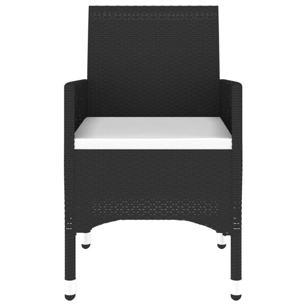 vidaXL 3 pcs conjunto bistrô jardim vime PE e madeira maciça preto