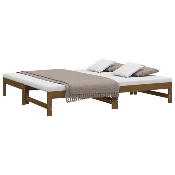 vidaXL Estrutura sofá-cama de puxar 2x(90x190)cm pinho maciço castanho