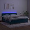 vidaXL Cama box spring c/ colch&atilde;o/LED 160x200 cm veludo azul-escuro