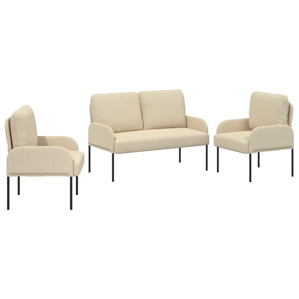 vidaXL Conjuntos de sof&aacute;s 3 pcs Creme 115 x 56 x 80 cm Contraplacado