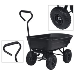 vidaXL Carrinho de mão basculante para jardim 300 kg 75 L preto