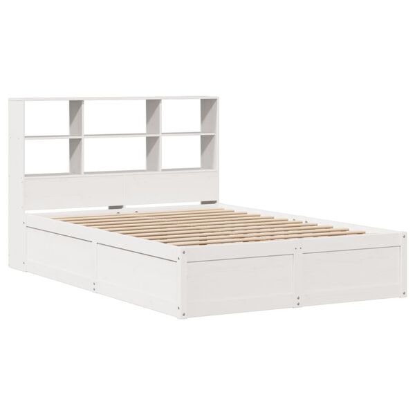 vidaXL Cama sem colch&atilde;o 140x200 cm madeira de pinho maci&ccedil;a branco