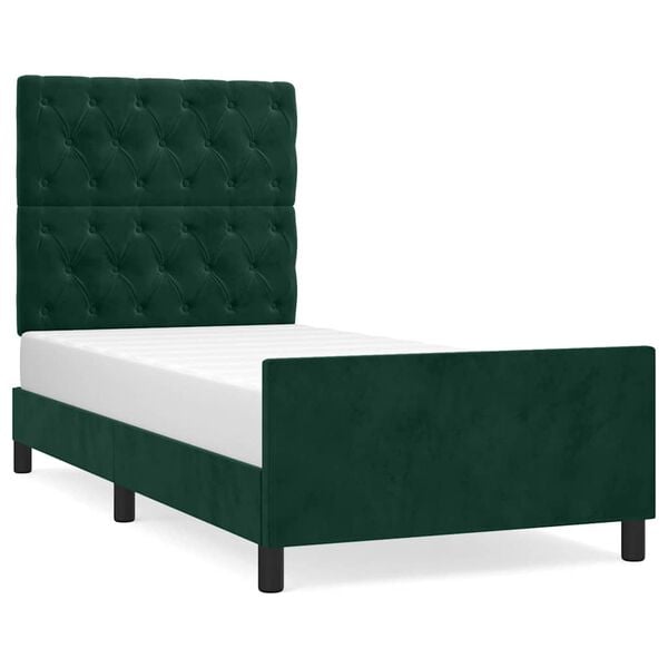 vidaXL Estrutura de cama sem colch&atilde;o 80x200 cm veludo verde-escuro