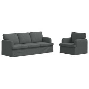 vidaXL Conjunto de Sof&aacute;s 2 pcs Cinza Escuro 144 x 80 x 85 cm tecido