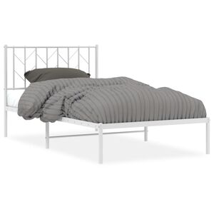 vidaXL Estrutura de cama com cabeceira 100x190 cm metal branco