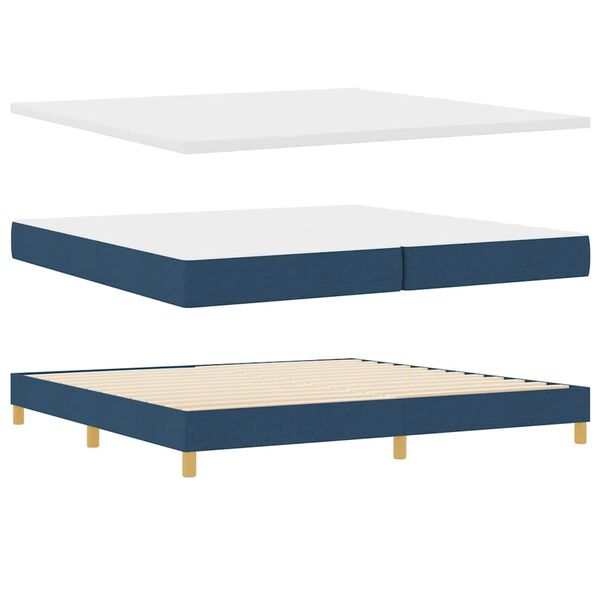 vidaXL Cama com Estrado com colch&atilde;o Azul 200 x 200 cm tecido
