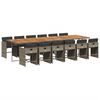 vidaXL 13 pcs conjunto jantar p/ jardim c/ almofad&otilde;es vime PE cinzento