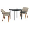 vidaXL Conjunto de Jantar para Jardim 3 unid. Cinzento-claro vime PE