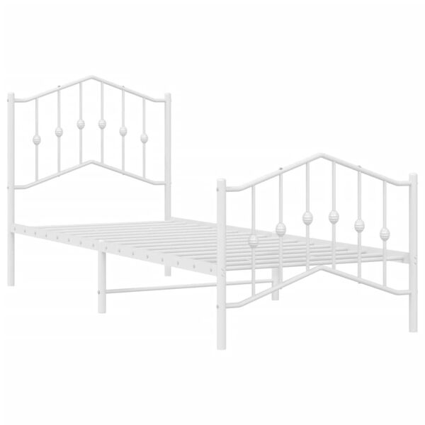 vidaXL Estrutura de cama com cabeceira e pés 80x200 cm metal branco