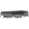 vidaXL 8 pcs conjunto lounge de jardim c/ almofad&otilde;es vime PE cinzento