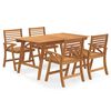 vidaXL Conjunto de jantar p/ jardim 5 pcs madeira de ac&aacute;cia maci&ccedil;a