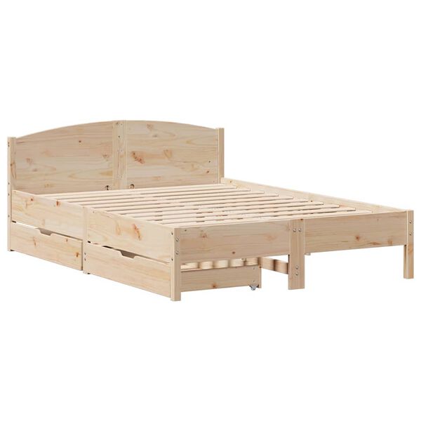 vidaXL Cama sem colchão 135x190 cm madeira de pinho maciça